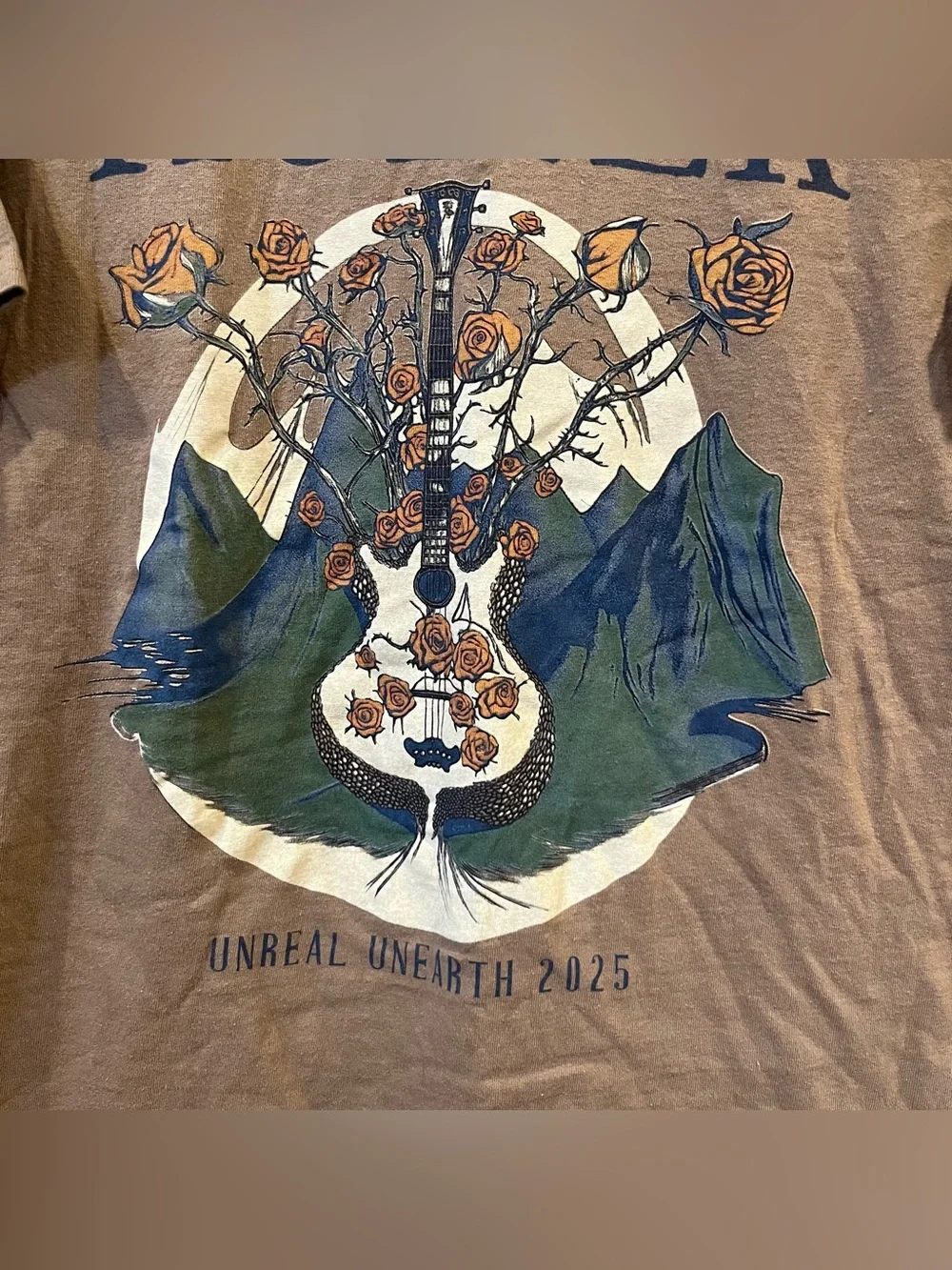 Hozier Unreal Unearth 2025 Tour Brown Cotton Short Sleeve Crewneck Tee